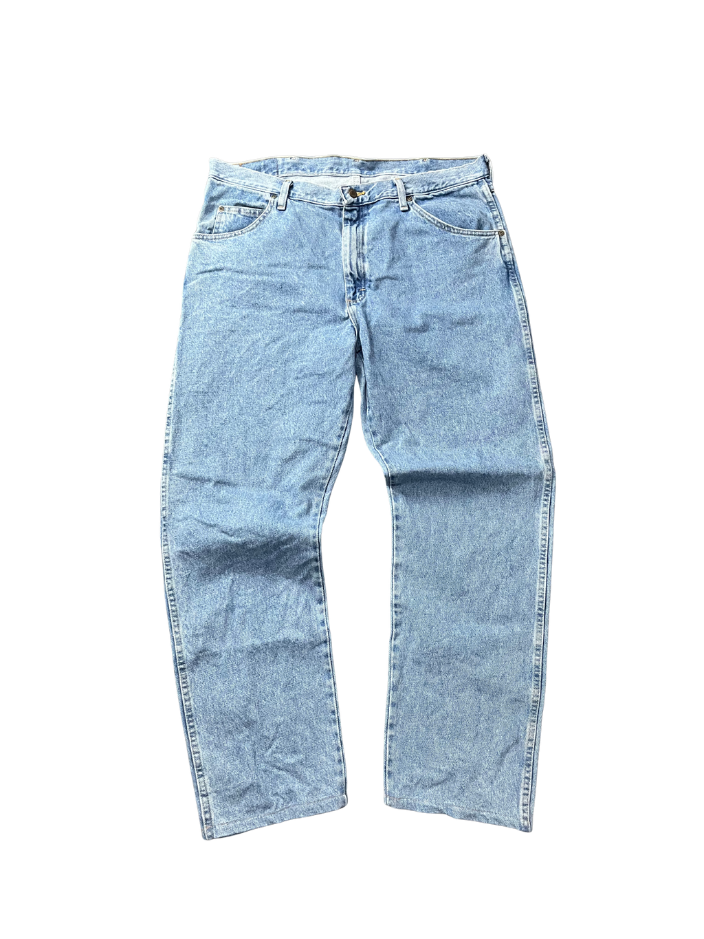 Wrangler jeans with a classic leather patch vintage light blue faded