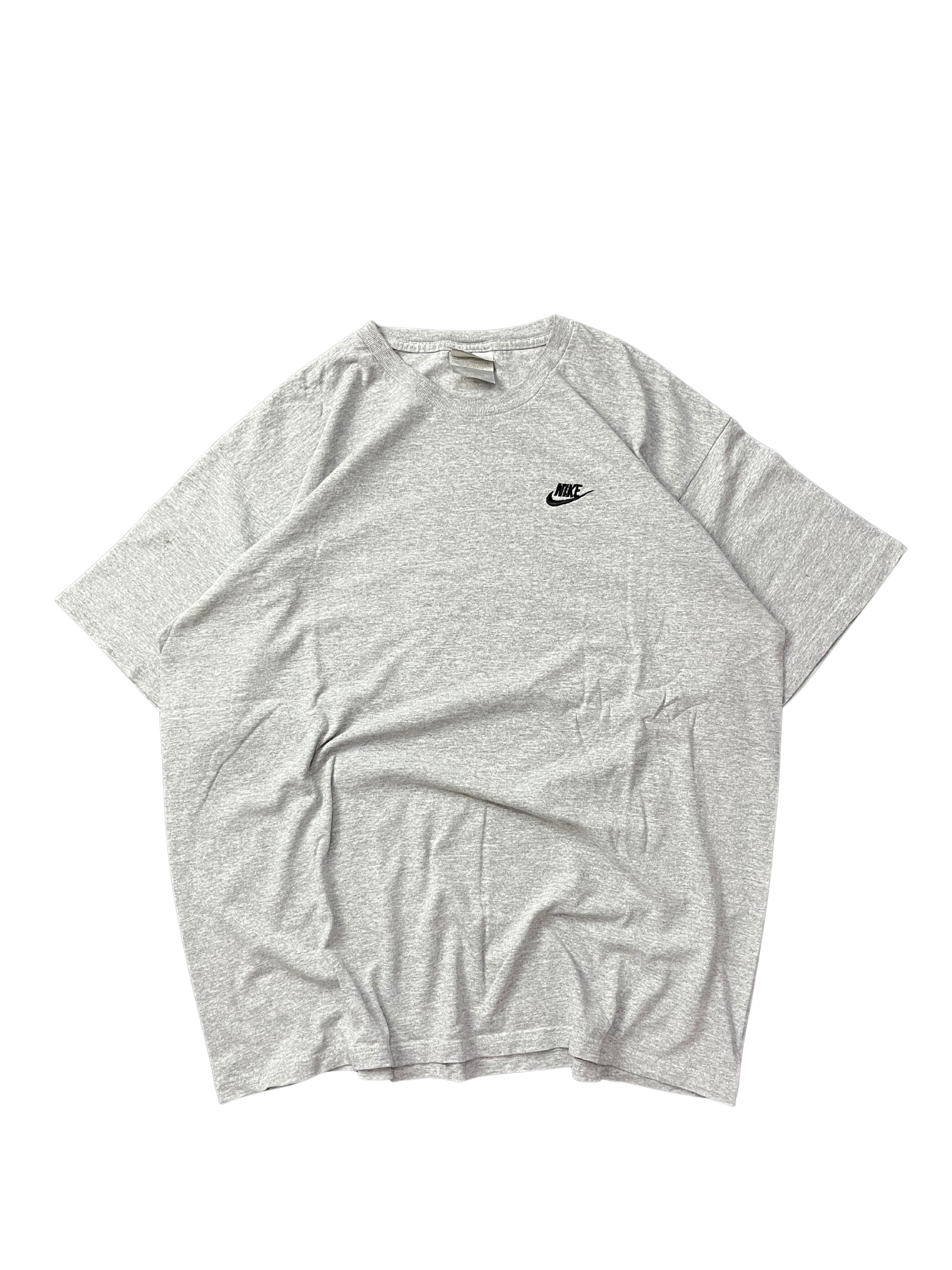 Nike Vintage T Shirt Mens Large Gray Swoosh Embroidered Check Log