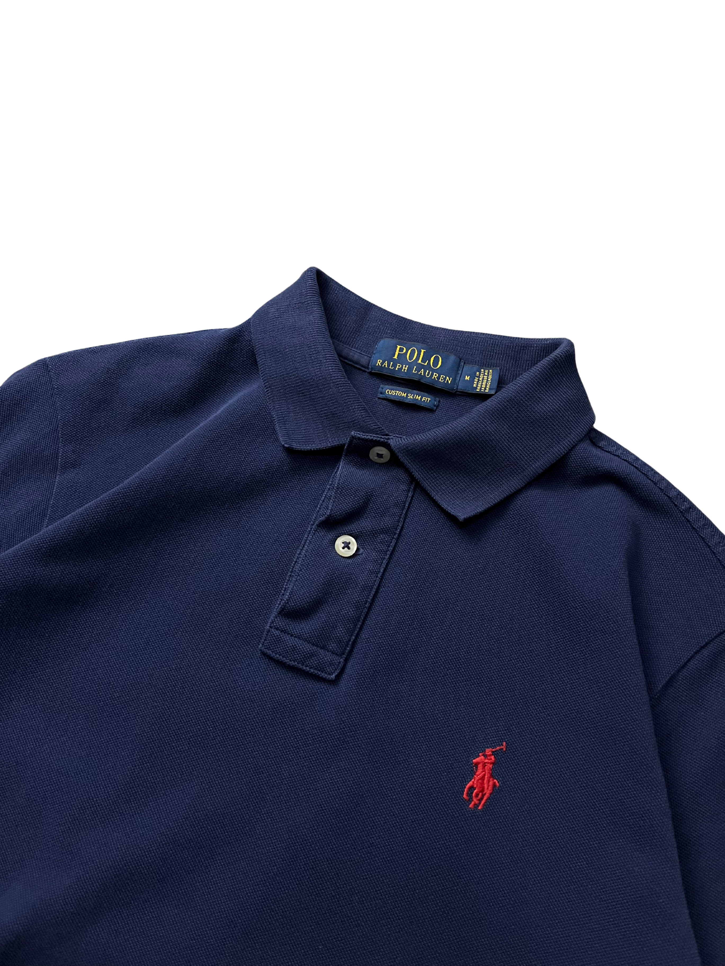 Polo Ralph Lauren short-sleeved polo shirt in a newport navy blue hue with the signature red Polo Pony