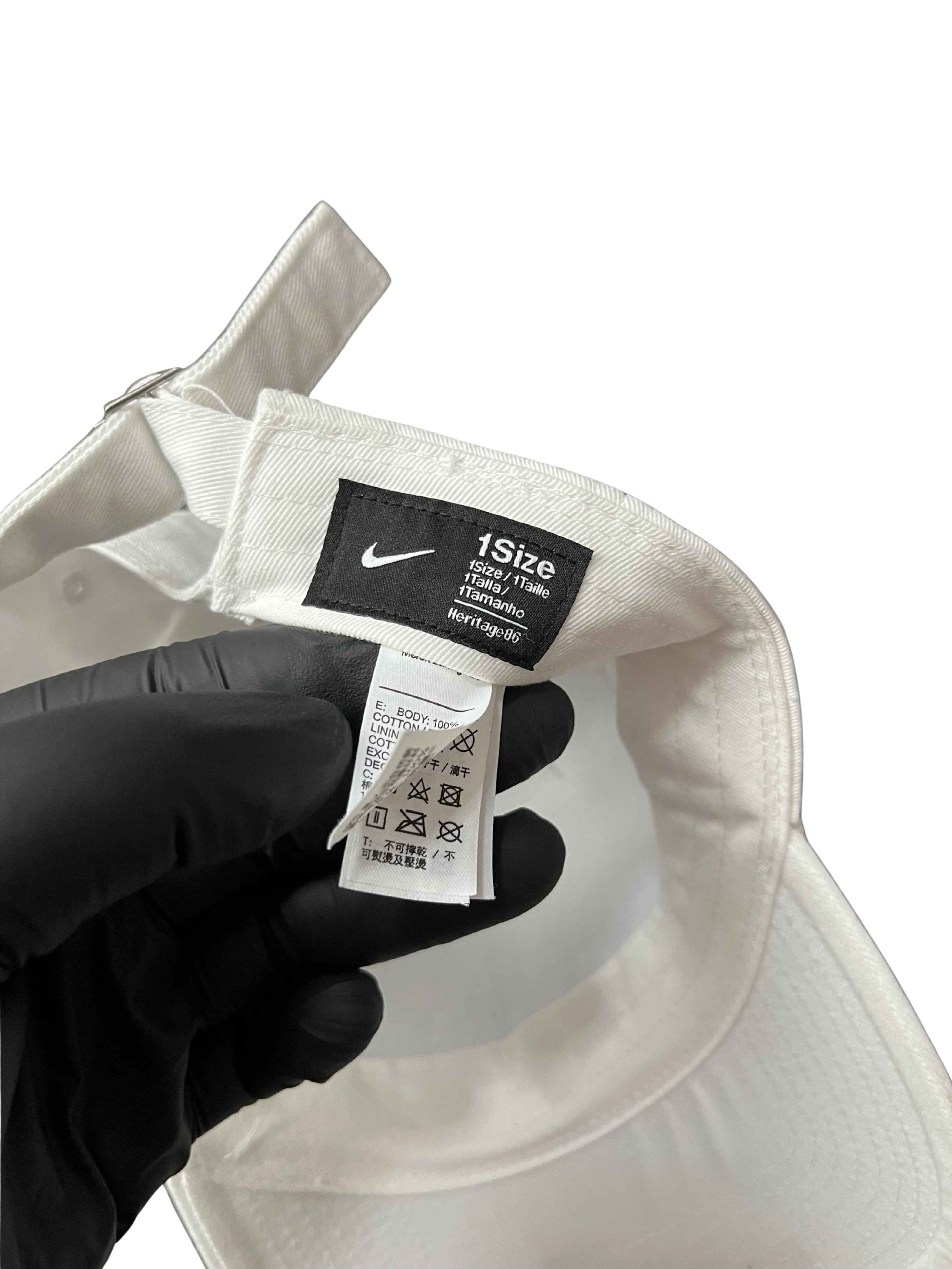 Nike Heritage86 Futura Adjustable Hat in white cotton twill fabric