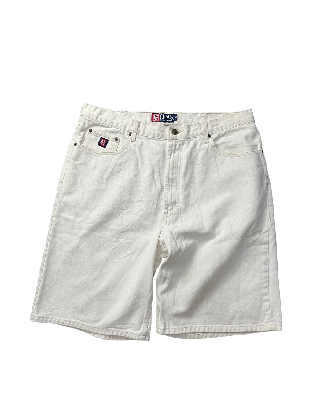 Vintage Ralph Lauren Chaps 90's Cream White Denim Shorts
