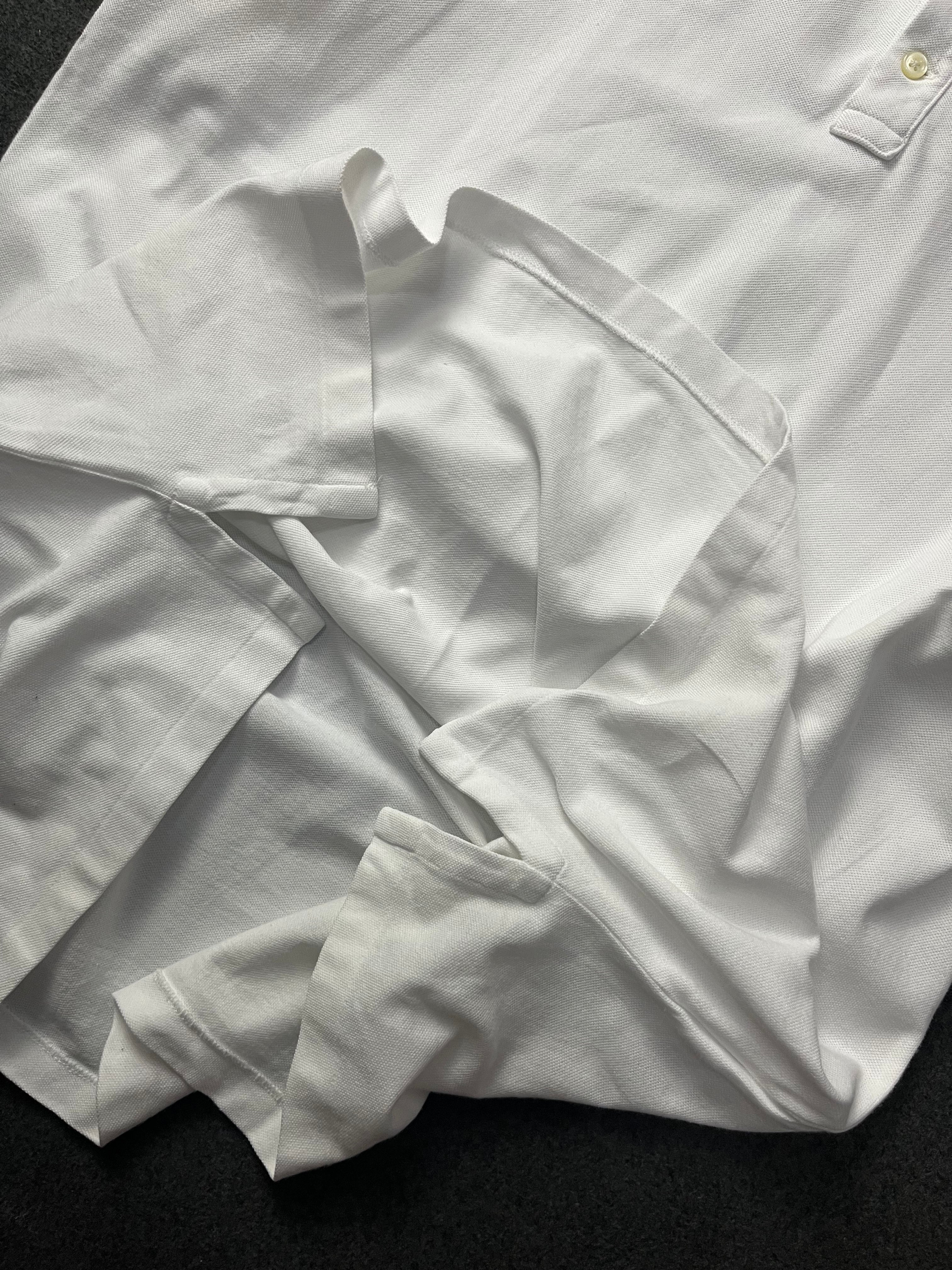 Polo Ralph Lauren classic fit short-sleeved polo shirt with red and navy blue striped tipping on the collar and cuffs